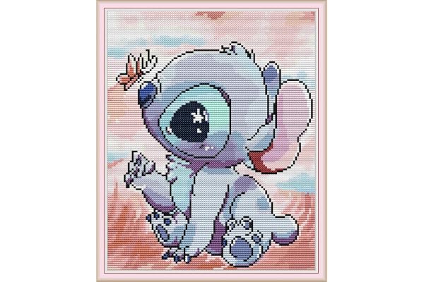 Kit de broderie au point de croix estampillé à faire soi-même, gamme complète de kits de dé marrage pour débutants pré-imprimés - Beaux petits animaux 33x39cm
