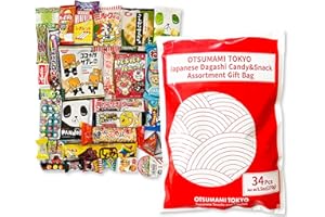 OTSUMAMI TOKYO 34pcs Original Japanese Dagashi Treats Assortment Gift Bag - Hand-Picked Variety Box of Popular Goodies - Fun & Unique Gifts for Kids & Adults