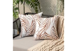 EMEMA Funda de Cojines Impermeable Funda de Almohada al Aire Libre Dibujo de Hojas para Sofa Silla Cojin Suave Decoracion para Dormitorio Exterior Jardin Salon Terraza