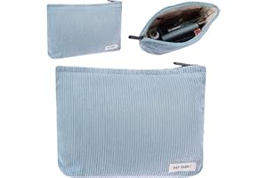 DSLSQD Kleine Kosmetiktasche,Make up Tasche für Frauen,Cord Schminktasche,Reise Tragbare Schminktasche mit Reißverschluss Multifunktionaler Kordsamt-Kosmetiktasche,Zubehör-Organizer für Damen-blau