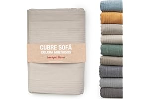 JARAPA HOME MADE WITH LOVE Colcha cama y colcha multiusos para sofás, colchas blancas. Plaid multiusos, cubre sofá, tejido resistente y de calidad, hecho en España. Colchas cama 150 modernas, 135, 90. (Beige, 230 x 280 cm)