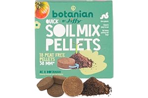 LBS HORTICULTURE Jiffy Botanian 18 x Peat Free Quick Soil Mix Pellets - Zero Plastic Potting Soil for Herbs, Vegetables & Flowers. Simple & Easy to Use 38mm Coir Discs Perfect for Sowing & Planting Indoors or Outdoors