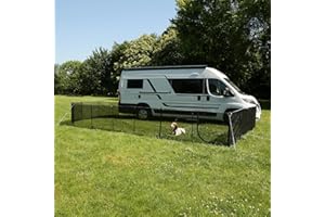 your GEAR - Mobiler Hundezaun 4m für Camping & Garten, Flexible Freifläche, Robustes Textilene-Mesh, Wasserabweisend & UV-beständig, Erweiterbar & Wetterfest, Schwarz/Blau