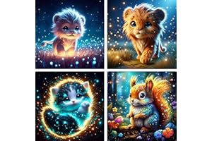 FLAJZ Diamond Painting Kinder, 4 Pack Diamanten Kinder, Süß Tiere Diamond Painting für ab 6 7 8 9 10 11 12 Jahre, DIY Mosaik Bastelset Weihnachtsgeschenke