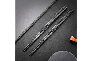 Hopewey Palillos japoneses 5 Pares de bastidores de Almuerzo de aleación Reutilizables bastidores Lavables para Juegos de vajilla de Mesa con Lujo Negro Hecho a Mano G3