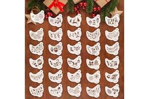PABBYEEY 30 Stück Weihnachts Schablonen Set Wiederverwendbare Vorlagen für Basteln Make Up Gesichtsbemalung DIY Weihnachtskarten Stoff Holz Kinder Erwachsene