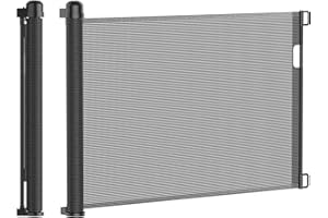 JNGLGO Barriera di sicurezza per scale retrattili 0-180 cm, barriera di sicurezza per neonati e cani, funzionamento a una mano, barriera di protezione per scale/porte/corridoi, nero