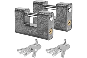 Kurtzy Cadenas Exterieur Ultra Robuste avec 8 Clés (Lot de 2) - Gros Cadenas Monobloc en Acier Solide Trempé - Manille de 12mm d’Épaisseur - Protège Portes Garages, Containers, Barrières et Entrepôts