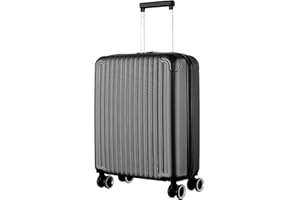 R.Leone Ryanair 55x40x20 cm Valigia Trolley Bagaglio a mano 4 Ruote in ABS Autonomo 999 (Nero, Valigia 55x40x20 cm)
