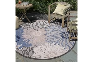Impression Dywan do użytku na zewnątrz, odporny na działanie warunków atmosferycznych, na balkon, szary, 200 cm, okrągły