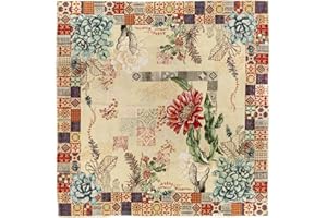 GIURI TESSUTI - TOVAGLIETTA Centrotavola quadrata in tessuto Gobelin Jacquard, Realizzata a mano in Italia (TOVAGLIETTA - FIORI BLU)