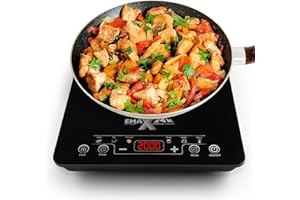 EMAX OUTDOOR ADVENTURE IS WAITING EMAX Induktionskochplatte - Induktionskochfeld 1 Platte mit Touchscreen - Ultradünne Kochplatte Induktion - Einzelkochplatte mit Timer und Überhitzungsschutz -2000W, 6 auswählbare automatische Modi