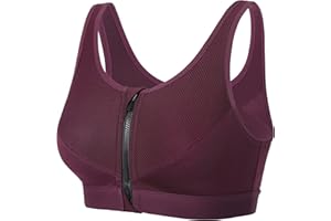 SYROKAN Damen Sport BH Starker Halt - Vorderverschluss Ohne Bügel Und Einlagen für Nach Brust OP Fitness Lauf Yoga