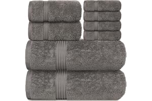 Bliss Casa - 8 Pieces Towel Set - 2 Bath Towels, 2 Hand Towels, and 4 Washcloths, 600 GSM Ring Spun Cotton Highly Absorbent Towels for Bathroom, Shower Towel
