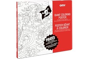 OMY - Poster Géant à Colorier Pirates - 100 cm x 70 cm - Encadrable - Une aventure Originale et Amusante - Papier Extra-Blanc Qualité Supérieure 120 g/m² - Conçu et Fabriqué en France