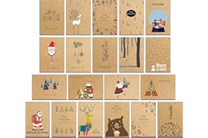 the lazy panda card company 40 Weihnachtspostkarten Set Weihnachtskarten Weihnachten Karten mit 20 unterschiedlichen Motiven
