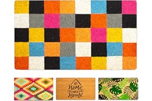 LUA VIKA Felpudo Entrada casa Originales - Cuadrados - 40x70 cm - Alfombra Entrada casa Exterior e Interior - Felpudo Coco - Resistente y Antideslizante
