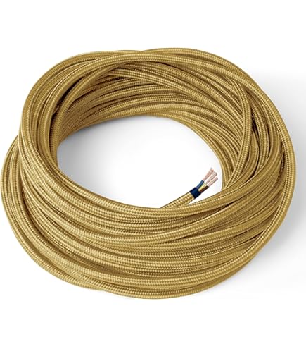 Électrique Textile Cordon Torsadé ElekTek, Couleurs Assorties Aux Plaques De Plafond, Rosaces, Chaînes Et Douilles Patères ElekTek - Pack De 2 M De Longueur Ou Laiton