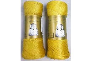 MORILLAS PACK 2 ZEPELINES Algodón perlé 100% egipcio mercerizado para DIY y tejer a mano labores de ganchillo o punto con un acabado elegante. (2 X 70 gr) (5, MOSTAZA 34)