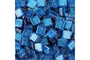 ANKTILY 200g Glitzer Mosaiksteine aus Glas, 1x1cm Quadratische Kristall Mosaikfliesen für Kunst Bastel Deko(Azurblau)