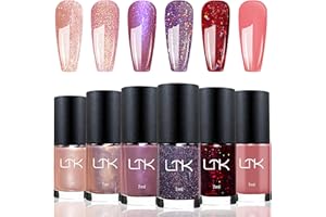 MRCUVARYAS Set di 6 smalti per unghie, ad asciugatura rapida, colore viola nude, atossico a base d'acqua, per il salone fai da te, regalo per donne e ragazze, manicure a casa (colorato B)