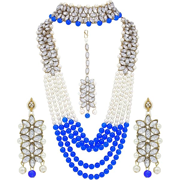 BodhaGold Traditional Indian Necklace Set For Women - Gold Plated Ball Mala Chain & Earrings