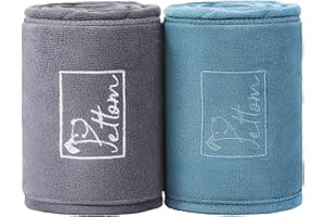 PETTOM 2 Pezzi Asciugamano per Cani ad Asciugatura Rapida Ultra Assorbente, Asciugamano Cane Gatti Microfibra, Telo da Bagno per Cani Grandi e Piccoli 90 * 50cm, Grigio&Blu