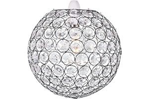 KLASS HOME COLLECTION Klass Home Large 25cm Ball Shape Light Shade | Lamp Shade Chandeliers Ceiling Light | Acrylic Crystals with Chrome Finish Pendant Light Shade | Ceiling Light Shade for Living Room | Bedroom | Kitchen