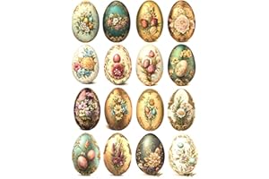 Josys Bastelmärchen Reispapier A4 Strohseide Decoupage Ostern goldene Ostereier Blumen RE1959