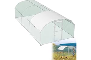 HENGMEI Pollaio, 300 x 600 x 185 cm, gabbia per piccoli animali, in acciaio zincato, con tetto in PE