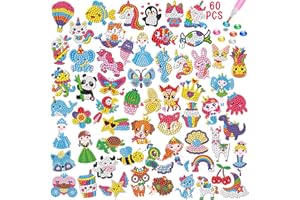 EFNHJF5 60 StückDiamondPainting KinderTiere, Diamond Painting Sticker,Bastelset Mädchen 5 6 7 8 9 10 11 12 Jahre,Bastelset Kinder Spielzeug ab 5-12 Jahre,Geburtstagsgeschenk für Jungen und Mädchen