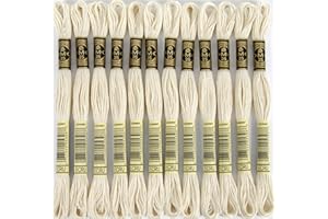 DMC - Lot 12 échevettes, Fil à Broder Mouliné 117MC, 100% Coton - s'adapte à Toutes Techniques et Tous Supports, idéal Point de Croix (Ecru)