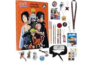 Naruto Adventskalender 2025 Kinder Teenager Countdown Kalender mit 24 Überraschungen Schreibwaren Spielzeug Kawaii Anime Geschenk (Orange)