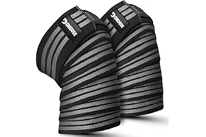 DMoose Fitness Knee Wraps for Weightlifting (Pair) - USPA Approved 78" Cotton Knee Straps for Powerlifting, Leg Press, Squats & Joint Stability - Reinforced Stitching Knee Wrap Support for Men & Women