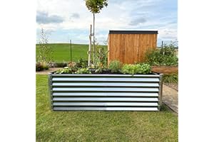 ‎UNIGARDIA UNIGARDIA Hochbeet aus Metall 180x90x60 cm - Hochbeet-Kit für Gemüse und Kräuter - Rostfreie Hochbeete für Garten aus Premium Stahl - Min. 20 Jahre Lebensdauer - 60 cm Hoch Gemüsebeet, Silber