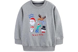 LANGUBABY Sudaderas Niño Dinosaurio Navidad Sweatshirt Manga Larga 100% Algodón Camiseta sin Capucha para Niños 1-7 Años