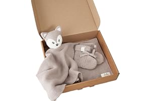 ‎LIVELLA Livella Kuscheltuch „Fuchs“ mit Söckchen - Reine Bio-Baumwolle – Premium Schmusetuch, Kuscheldecke, Schmusedecke, Strickdecke - Samtweich & atmungsaktiv