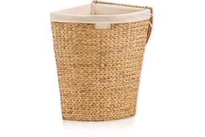 Lycce Kosz na pranie z pokrywką 30 l narożny kosz na pranie hiacynt wodny naturalny rozm. 1 [mały]