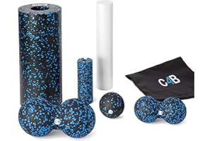 CLUB4BRANDS c4b EPP Massage Roller | Medium-Hard Foam Roller | 7-Piece Fascia Set | Massage Foam Rollers & Balls for Effective Deep Muscle Tissue Training | Incl. Nylon Gym Bag | Back Massage Foam Roller