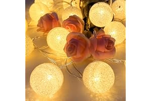 EvaStary LED Baumwollkugeln Lichterkette, 20 LED Cotton Ball Lichterketten Kugeln Nachtlicht für, LED Kugeln Lichterkette Innen für Kinderzimmer, Weihnachten, Party, Wohnheim, Zimmer, Hochzeit