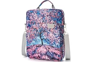 molshine Multi-purpose 11 Inch Tablet Sleeve Shoulder Bag,Handle Carrying Case for iPad Pro M4 10/9/8/7th,Air M2 5/4th 10.9",Samsung Galaxy Tab S8/S9,Trolley Sleeve Design(Cherry Blossoms)