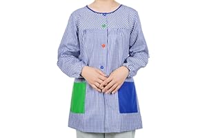 ETREXONLINE Bata Escolar Unisex - Babi Profesora Cuadros - Bata Maestra Manga Larga para Adulto