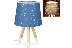 Relaxdays 10028043_45 Lampe de Chevet veilleuse pour Enfants,garçons et Filles,E14. Abat-Jour Rond, 40cm de Hauteur, Bleu