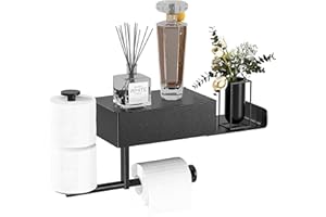 DOBIGER Porte Rouleau Papier Toilette Auto-adhésif Support sur Pied,pour Salle de Bain Noir