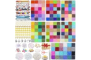 VTSHENY 168 Couleurs 44506 Pièces Perles pour Bracelet, Perles de Rocaille 3mm Perles pour Bijoux Adulte avec 450pc Lettres Souriantes Perles &Pendentif pour Fabrication de Bracelets Collie Boucles d'oreilles