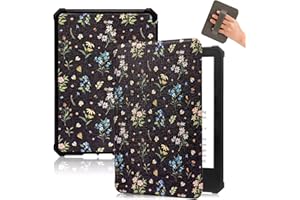 Fancity Etui kompatybilne z 6" Kindle Paperwhite 5/6/7. generacji, miękkie etui TPU z paskiem na rękę, inteligentny tryb uśpienia/wybudzenia do Paperwhite 1/2/3 (2012, 2013, 2015, 2016), Black Floral