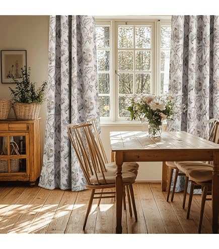 Voilage Brodé Fleurs Blanches - 132x213 Cm, Style Ferme, Passe-tringle, Pour Salon/chambre