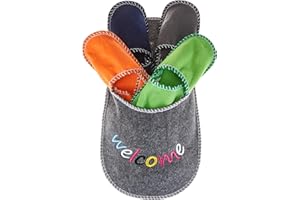 OUT OF THE BLUE Pantofole jumbo in feltro, Welcome, con 4 paia di pantofole per ospiti