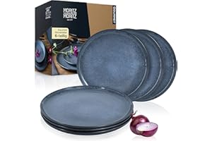 Moritz & Moritz zestaw 6 talerzy obiadowych w kolorze niebieskim - talerze obiadowe dla 6 osób. Porcelana nadaje się do mycia w zmywarce i używania w kuchence mikrofalowej