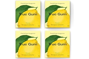 ‎TRUE GUM True Gum 4er SET: ZITRONE/Plastikfreier Kaugummi/Biologisch Abbaubar/Vegan / 4 x 21 g, 84 g